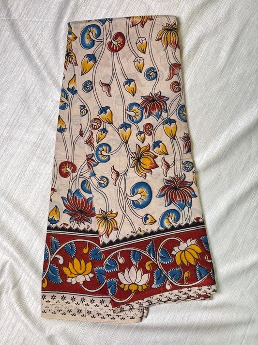 Halfwhite Kalamkari Silk Saree