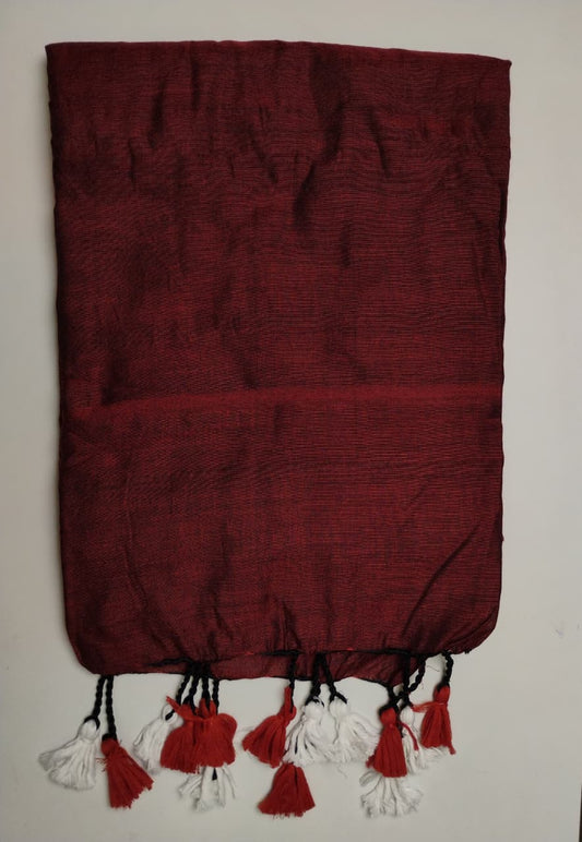 Maroon Khadi Cotton Saree