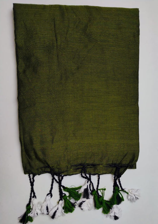Mehendi Green Khadi Cotton Saree