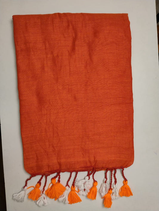 Orange Khadi Cotton Saree