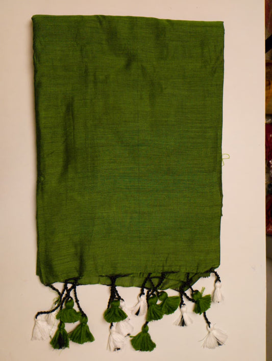 Mehendi Green Khadi Cotton Saree