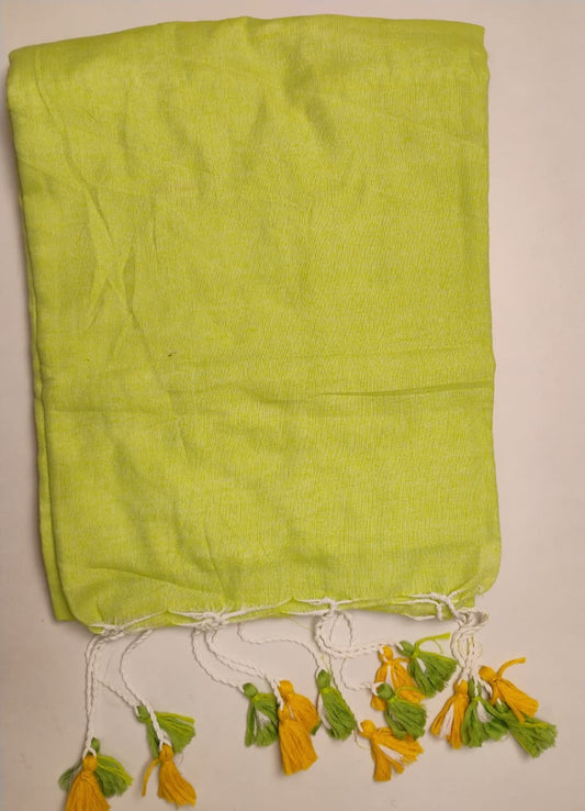 Slime Green Khadi Cotton Saree