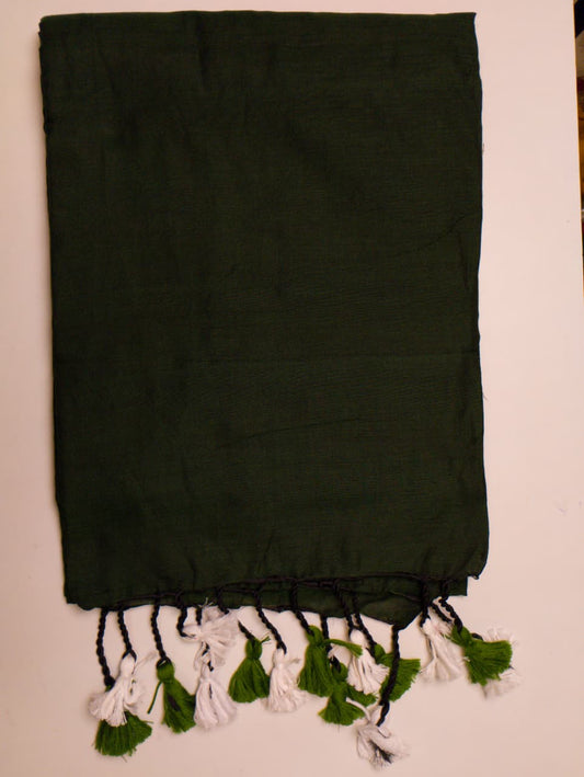 Dark Green Khadi Cotton Saree