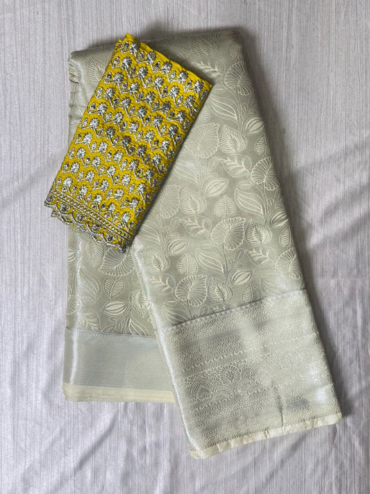 Lime Yellow Saree